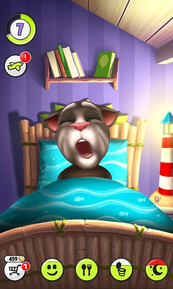 Cho mèo đi ngủ trong game My Talking Tom