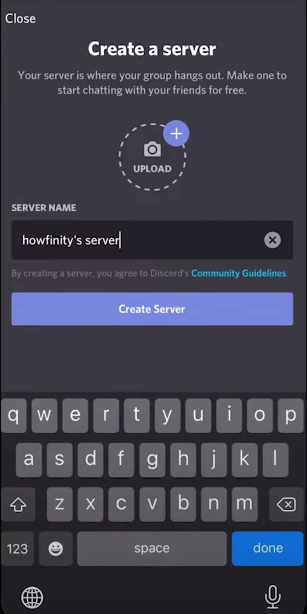 Tạo sever trong ứng dụng Discord