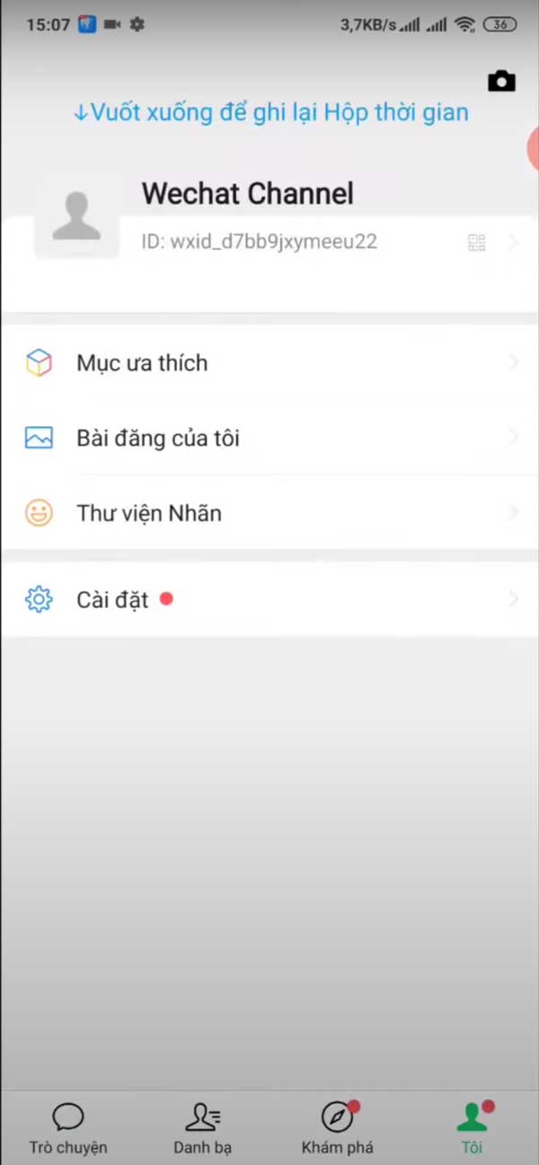 Trang cá nhân nick WeChat