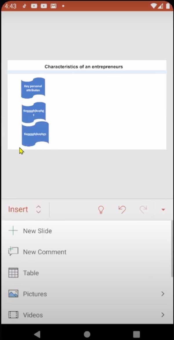 Giao diện ứng dụng PowerPoint trên Android